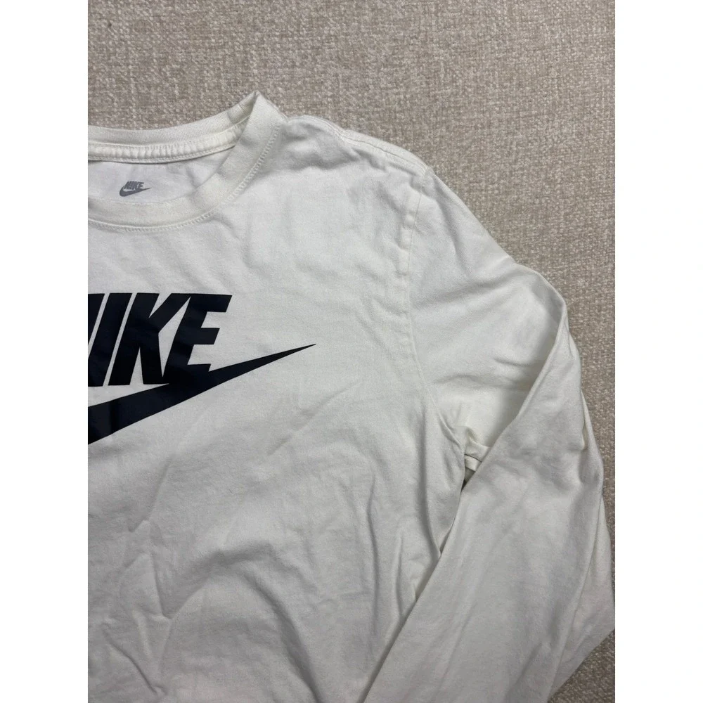 Nike Mens Long Sleeve Tee White Futura Logo Graphic T-Shirt Large